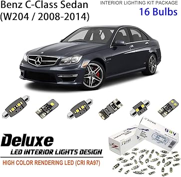 Amazon Com Ziyo Zpl5041 16 Bulbs Deluxe Led Interior Light Kit 6000k Xenon White Dome Light Bulbs Replacement For W4 08 14 Mercedes Benz C Class Sedan Automotive