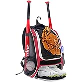 WOLT Youth Baseball Bag - Bat Backpack for Baseball, T-Ball & Softball Equipment & Gear, Bat & Glove Holder, Large Main Compartment for Helmet & accessories, Separate Shoes Compartment, Fence Hook