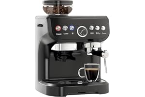 HOMCOM Espresso Machine 15 Bar, Coffee Maker with Milk Frother, Fast Heating, Adjustable Temp, Grinder, Removable Water Tank 