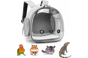 REBECCA ONLINE Portable Travel pet Backpack Carrier Small Animal Travel Bag for Hamster, Guinea Pig, Bird, Cat, Rabbit, Pink (Grey)