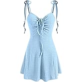 CIDER Women Summer Mini Dresses Cute Short Sundress Casual Tie Strap Sleeveless Dress
