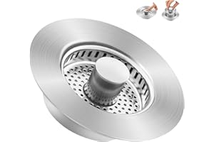 Telsitine Upgraded 3-in-1 Kitchen Sink Drain Strainer and Stopper, 304 Stainless Steel Pop Up Sink Stopper, Anti-Clogging Kit