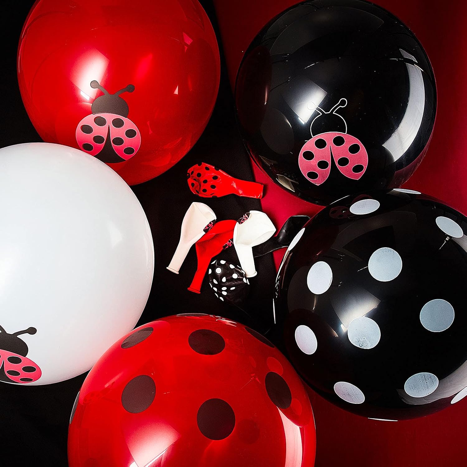 48 Pieces Ladybug Balloons 12 Inch Latex Balloons Black White Polka Dots Balloons Party Supplies for Ladybug Birthday Party Boys Girls Jungle Theme Birthday Decorations - Image 4