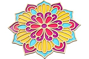 Bnesi DIY Floral Rangoli Mat for Decor Diwali Mandala Rangoli Decor Rangoli Stencils Indian for Floor Rangoli Decorative Board for Indian Traditional Festival New Year Decor (Traditional, Floral B)