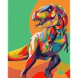 ifymei Paint by Numbers for Kids & Adults & Beginner , DIY Canvas Painting Gift Kits 16 x 20 inch - Colorful Dinosaurs - With