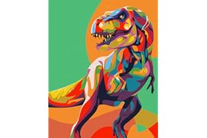 ifymei Paint by Numbers for Kids and Adults Beginner, DIY Gift Canvas Painting Kits for Boys and Girls, 16x20 Inch Colorful Dinosaurs [Without Frame]