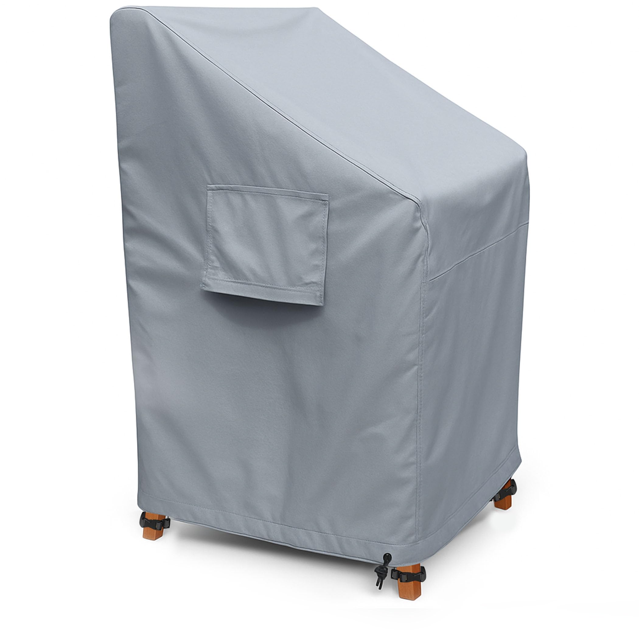 Kingsbridge Garden Stacking Chair Cover 600D Heavy Duty Fabric, Double Stitching, Waterproof, Anti UV, Breathable, Rip Proof, HxLxW 120/80 x 65 x 65cm Grey Outdoor Patio Furniture Chair Protector