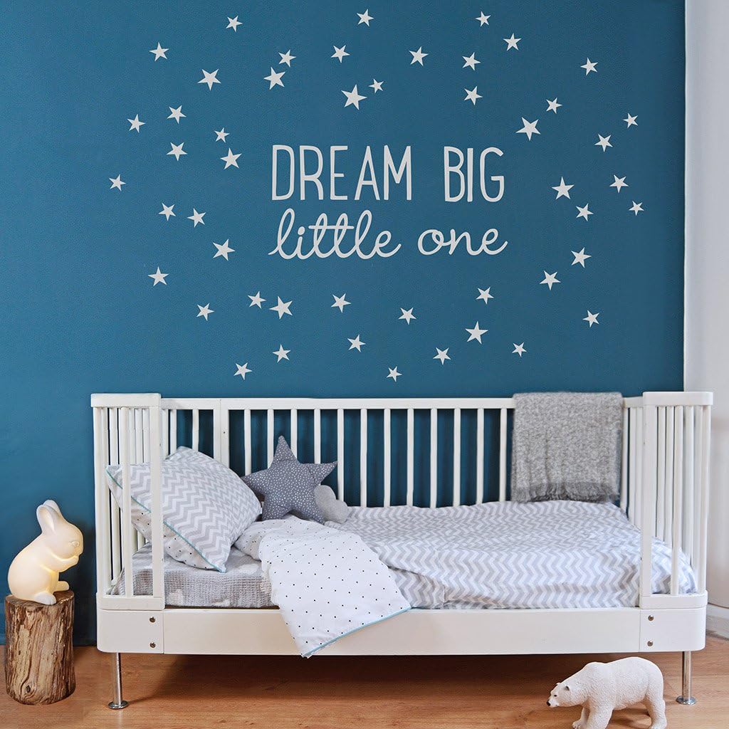 Koko Kids Dream Big Little One Fabric Wall Decal ~ for Baby Nursery and Children's Rooms. Made of Fabric, not Vinyl, Free from BPA & Phthalates. (Large, White)