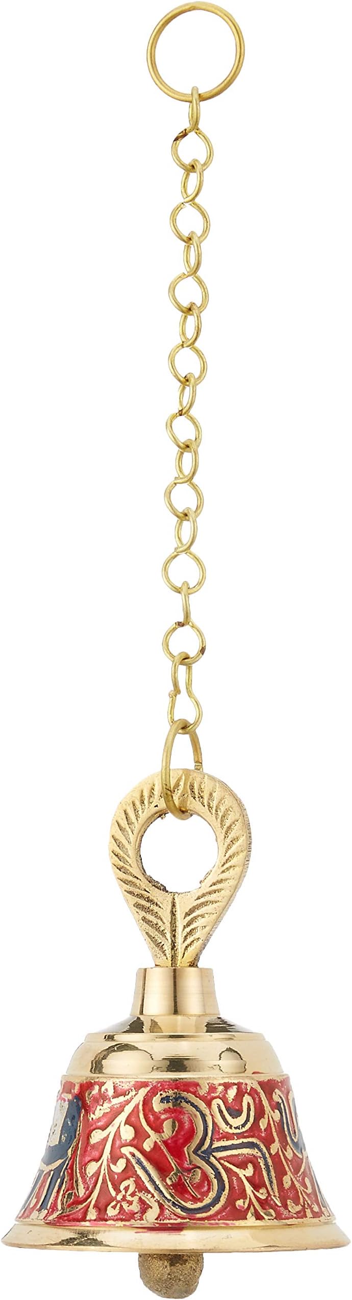Angelic Copper Brass Designer Mandir Bell Small (7 cm x 7 cm x 11 cm, Red)