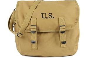SMONT WW2 US Army M1936 Messenger Bag Lightweight Vintage Canvas WWII Shoulder Military Bag 12" Vintage Tactical Musette Satc