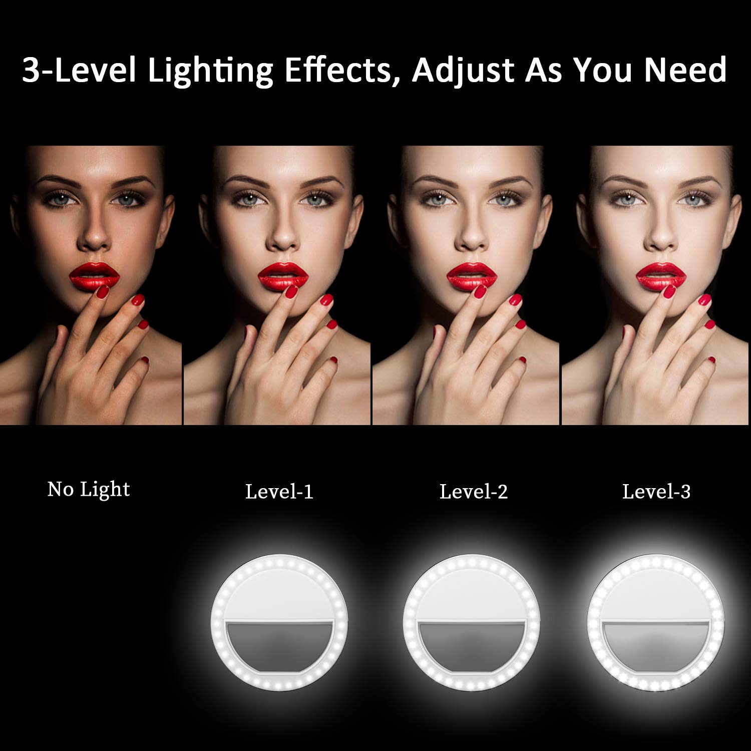 Selfie Ring Light, Rechargable 36 LED Natural Light Lighting Clip On Phone Tablet Laptop Photography Phone Camera Photos Video by Boiros