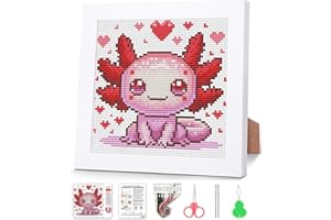Cross Stitch Kits for Beginners,Salamander Stamped Cross Stitch for Adults with Framed,Crafts for Girls 8-12 Embroidery Kit P