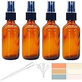 Zkupanx 4 PACK 2 oz Amber Small Glass Spray Bottles, Empty Spray Bottle for Hair, Plants, Perfume - Fine Mist, 2oz Mini Spray