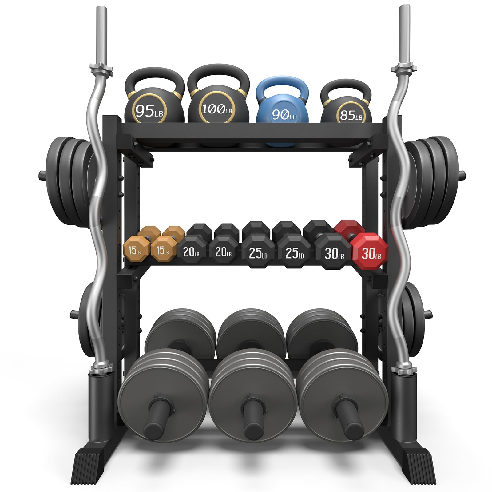 3-tier dumbbell rack, 1100lb capacity adjustable weight rack for home gym, heavy-duty weight stand f
