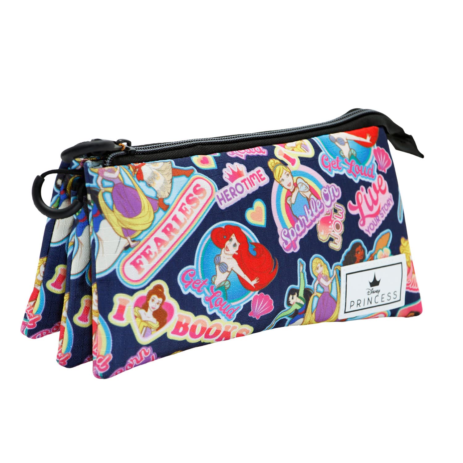 Disney Princess Fearless-Triple HS Pencil Case, Multicolour, 23 x 11 cm