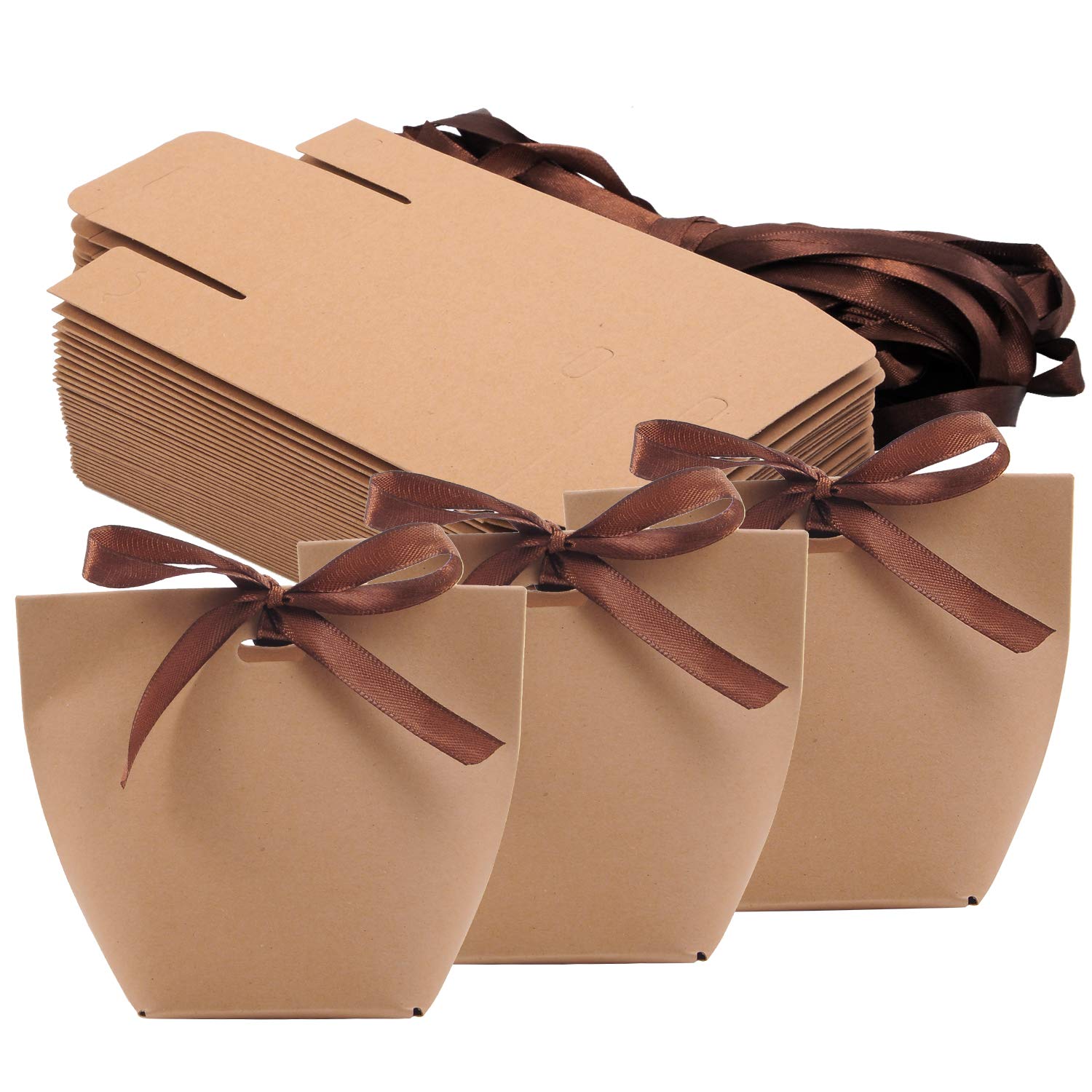 Allbusky 50PCS Kraft Paper Candy Boxes - Sweet Wedding Favour Boxes, DIY Party Gift Bags, Creative Paper Treat Containers