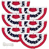 Coneatness Veterans Day Decorations Huge Bunting Flags 3 x 6 Ft with Grommets, Large American Pleated Fan Banner, 4th of July Flag USA Patriotic Red White and Blue Decor for Memorial Day (3x6 Ft-6 Pcs)