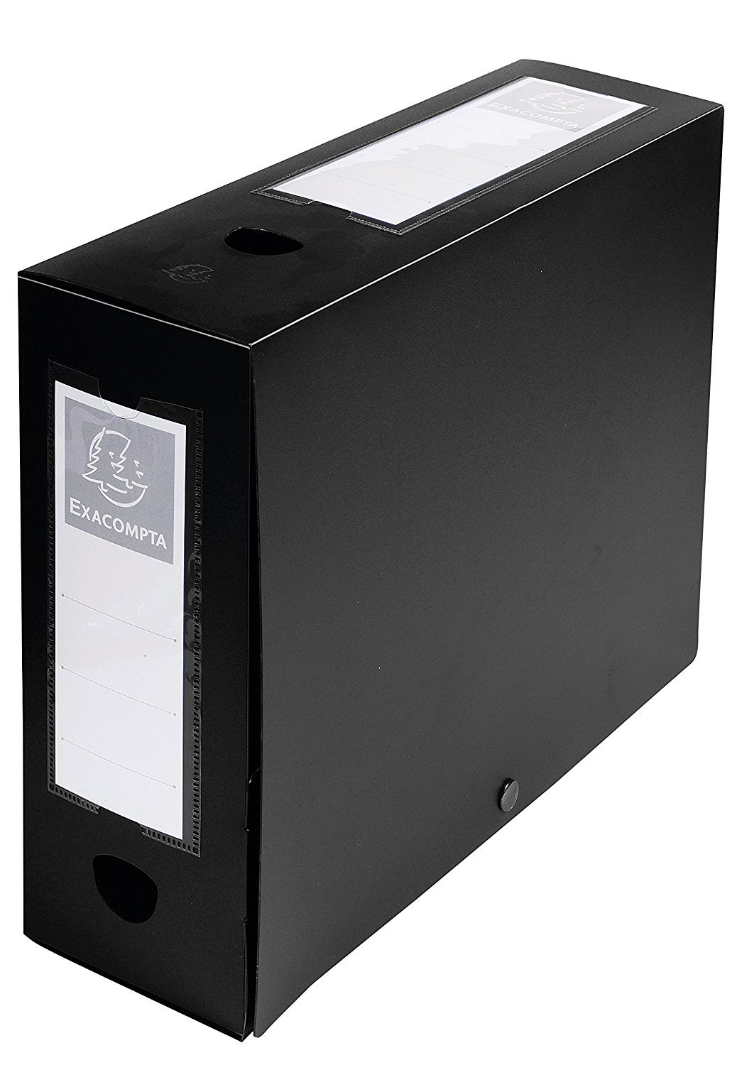 Exacompta - Ref 59931E - Plastic Filing Box - 250 x 330mm in Size, Suitable for Holding A4 Documents, 10cm Spine, 2 x Spine Labels & 2 x Finger Holes - Black — image 1