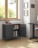 SONGMICS Storage Cabinet Metal Cabinet with Double Doors LSC102B01 Rustic Brown view 3