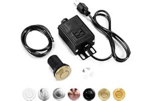 Garbage Disposal Air Switch Kit, Sink Top Waste Disposer 2" Brushed Gold On/Off Push Button with Aluminum Alloy Power Module, Food Wasting Disposals Replacement Parts by CLEESINK