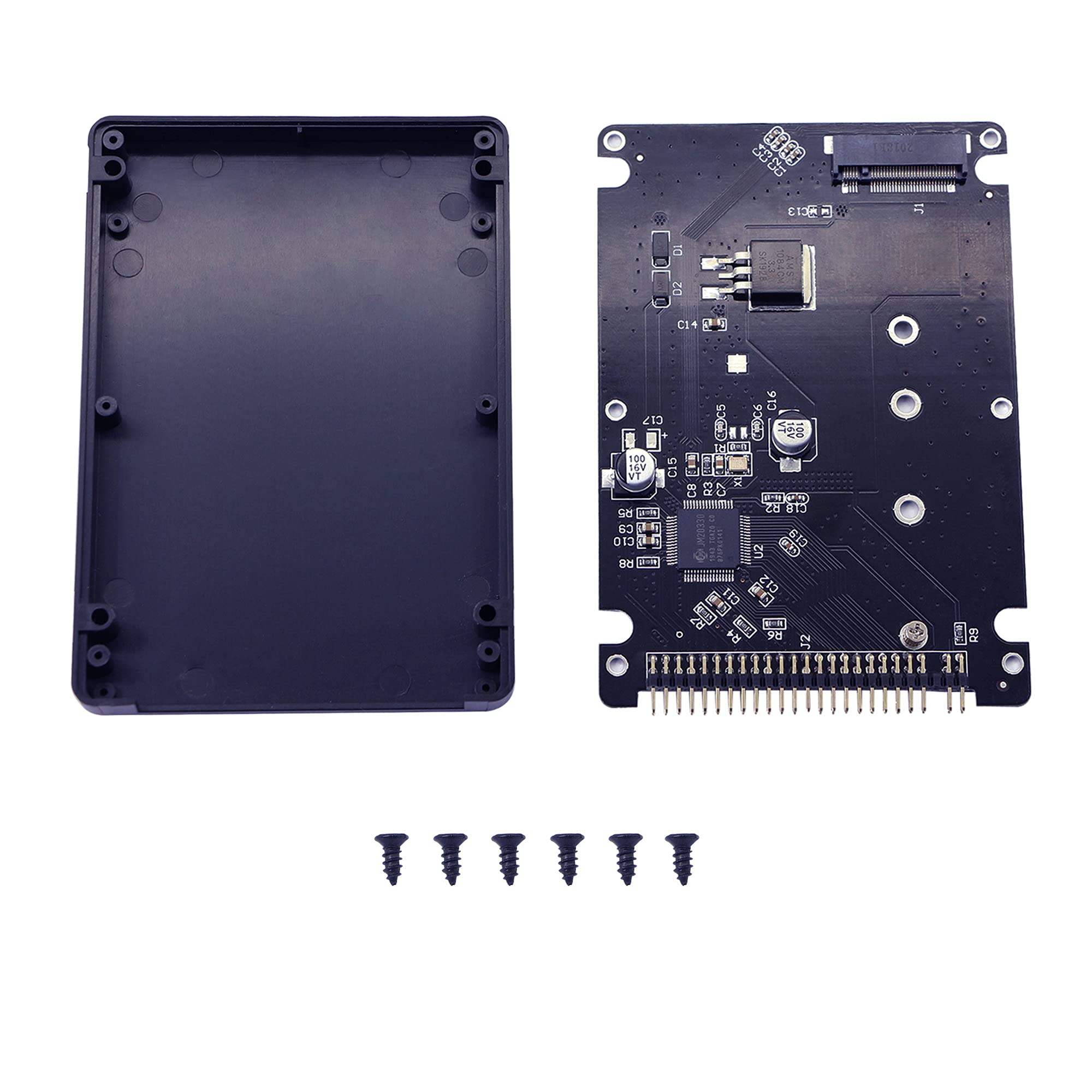 GINTOOYUN M.2 NGFF SATA SSD to 2.5" IDE 44pin Converter Card with Shell, Black for Notebook Laptop，Desktop Computer and More
