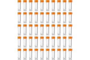 Eowpower 50 Pieces 5 ml Flat Bottom Plastic Graduated Sample Vial Storage Container Bottle Tubes with Screw Caps