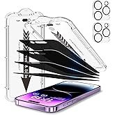 EZ-GLAZ-4+2 Pack for iPhone 14 Pro Max Privacy Screen Protector[6.7 inches] With Camera Lens Protector, [Drop Protection] 9H Hardness Full Coverage Anti-Spy Tempered Glass Film, Easy to install