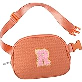 Glratn Fanny Pack for Girls,Birthday Easter Gifts,Chenille Initial Letter Girls Crossbody Bag,Preppy Teen Belt Bag for Graduation Travel Gifts,Cute Sequin Trendy Stuff.(Orange-R)