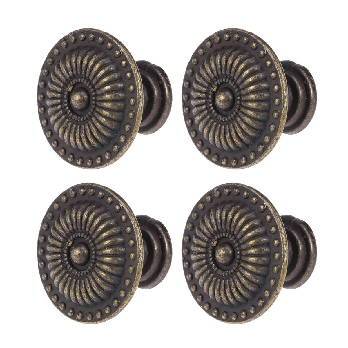 WINOMO Classical Bronze Handle 4Pcs Antique Brass Drawer Pulls for Cabinets and Cupboards Vintage Style Single Hole Handles