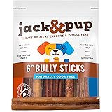 Jack&Pup 6-inch Premium Grade Odor Free Bully Sticks Dog Treats, (25 Pack) – 6” Long All Natural Gourmet Dog Treat Chews – Fr