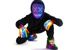 Camlinbo LED Mask & Glow Set with Gesture Sensing, Cool Stuff Gifts Christmas Toys for Teens, Light Up Mask Gloves and Shoelaces for Xmas New Year's Eve Costume Holiday Party