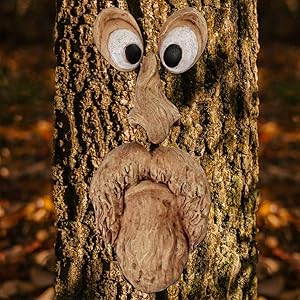 Keenface Tree Faces Decor Outdoor, Funny Resin Old Man Tree Art Decorations for Outside Garden Patio Whimsical Sculpture Statues Creative Props (Style 9)