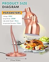 YJINGRUI Double Head Food Heat Lamp 500W Adjustable Buffet Restaurant Warmer view 3