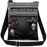 XiaoGalaee Halloween Gifts for Women Skull Messenger Bag Adjustable Strap Crossbody Pouch Zipper Present