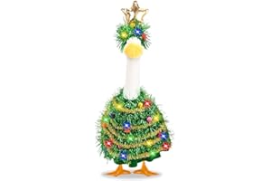 JcHrmers Christmas Porch Goose Outfits Christmas Tree Lawn Goose Clothes Fits 23" Cement Plastic Goose Statue for Xmas Outdoor Garden Yard Patio Statue Art Decoration