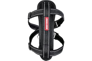 EzyDog Chest Plate No Pull Dog Harness – Escape Proof Harness with Reflective Stitching and Comfort Padding for Easy Walks, Training & Control - Car Restraint Included (X-Large, Black)
