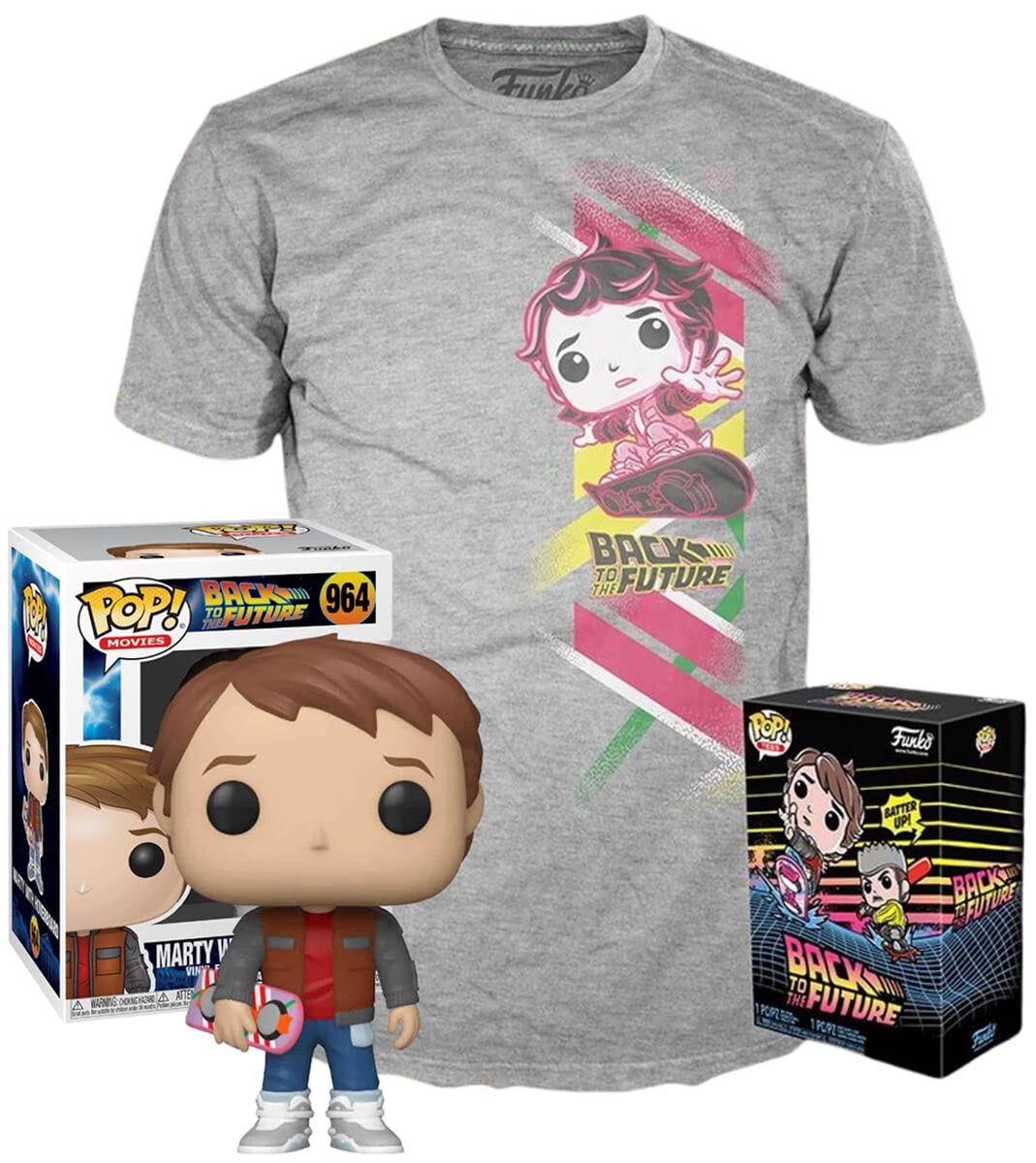 Funko Pop & Tee Back to The Future Marty Exclusive Action Dolls Set, Multicoloured, M Unisex Children, Multicoloured, One Size