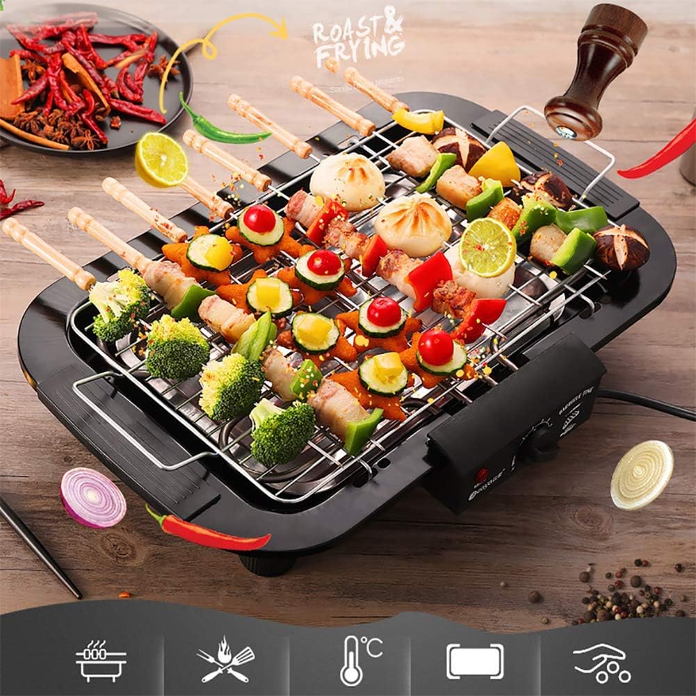 review FYLD Indoor Smoke Free Electric Grill, 2000w Intelligent Temperature Control Barbecue Grill,Energy Saving,Easy to Clean Design,220v,50 cm X 50 cm X 70 cm H