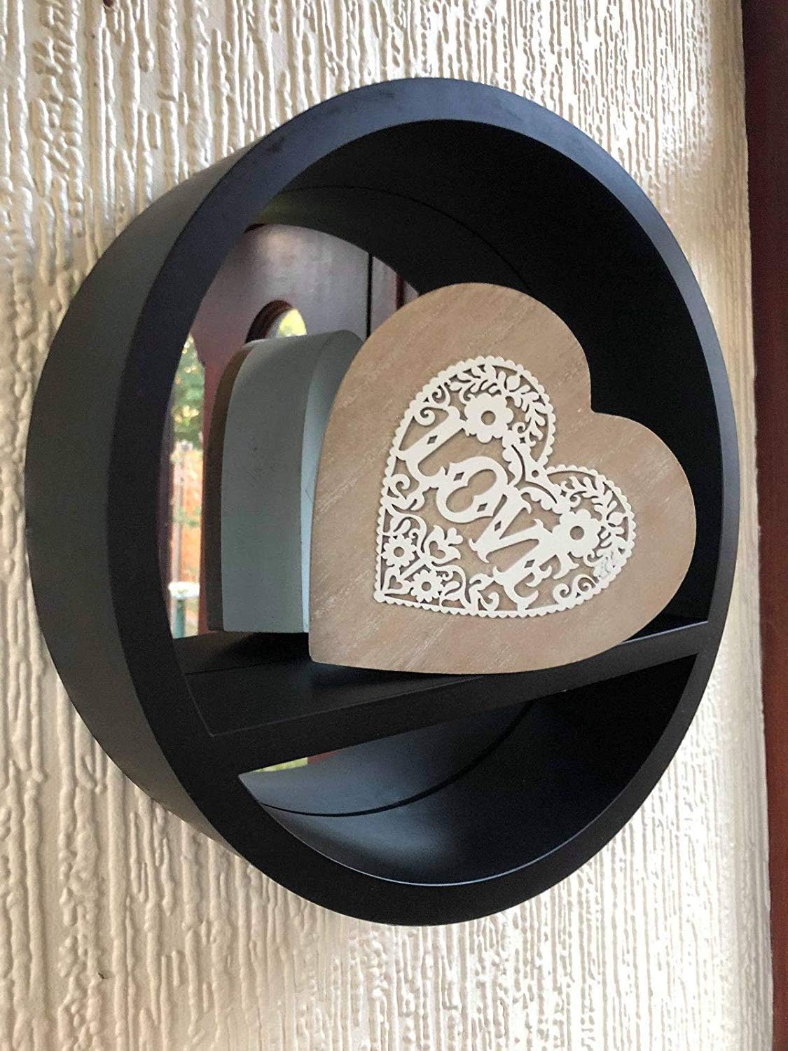 DEENZ RETRO MIRROR SHELF DECORATIVE WALL SHELF WALL MIRROR BEST GIFT FOR LOVE ONE'S (BLACK)