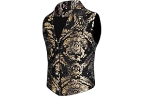 STMOITZ Mens Steampunk Vest Gothic Corset Waistcoat Victorian Masquerade Outfit Dress Jacquard Goth Suit Costume
