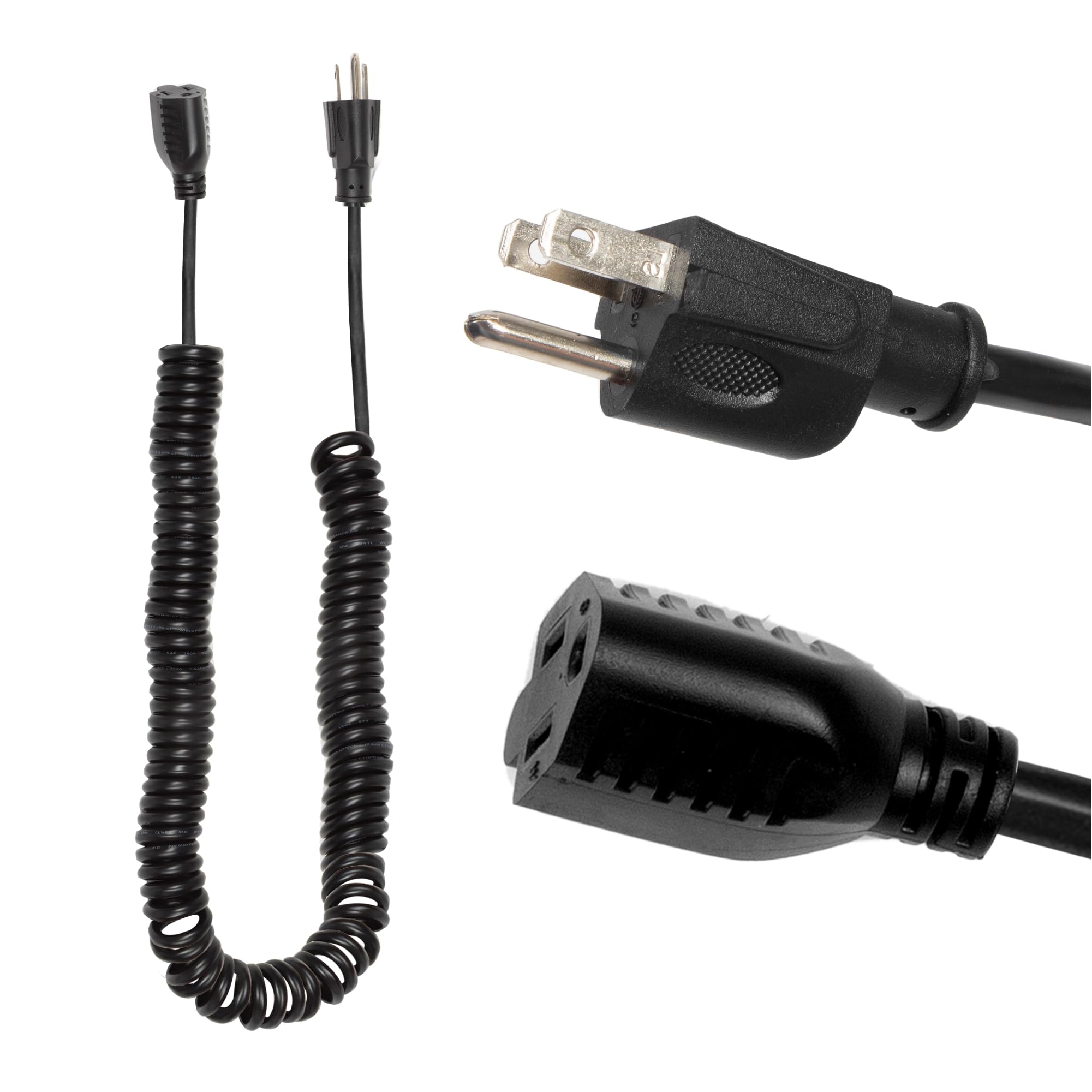 Photo 1 of Iron Forge Cable SJEOW Black Outdoor Coiled Extension Cord 5 ft, 16/3 13 Amp Oil Resistant & Flame Retardant 3 Prong Coiled Electrical Wire 5ft for Outdoor & Indoor