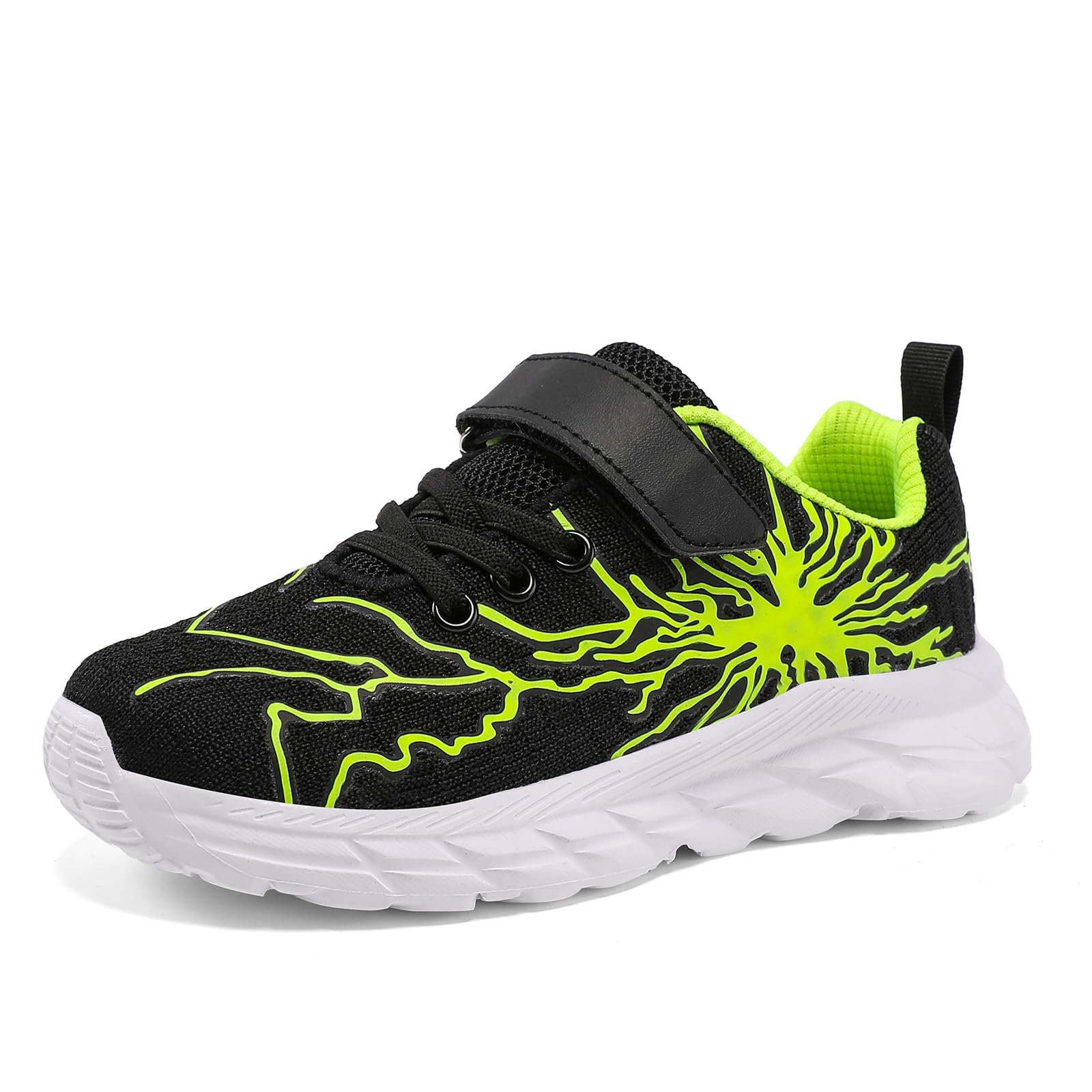 Ydiciv Hallenschuhe Für Jungen Turnschuhe Kinder Sportschuhe Sneakers Outdoor Schuhe Laufschuhe Kinderschuhe Schwarz Grün 36EU