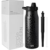 Simple Modern Filtered Water Bottle | Insulated Stainless-Steel Carbon Filter Travel Water Bottles | Reusable for Clean Drinking Water On The Go | 34oz, Black Leopard