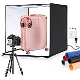 PULUZ Light Box Photography, 24x24 inch Large Photo Light Box with 136 LED Beads, CRI >95, Professional Portable Photo Booth Shooting Tent Kit with 6 Color Backdrops for Product Photography