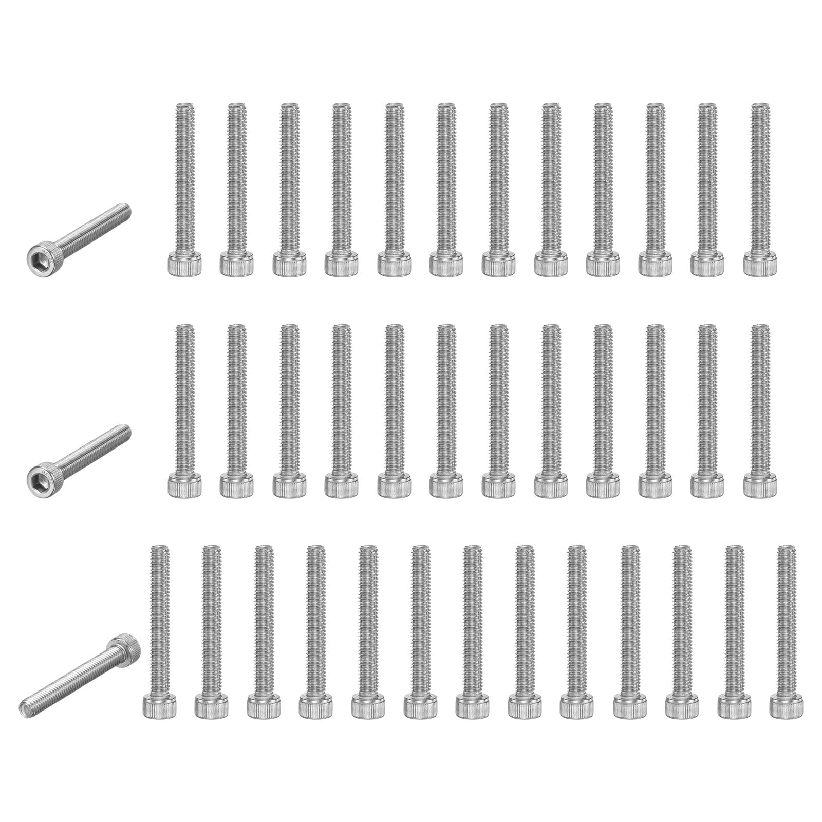 M METERXITY 40-Pack Socket Head Cap Screws Bolts M6x45mm 1mm Pitch Button Head Socket Screws 304 Stainless Steel Hex Socket Bolts [Silver]