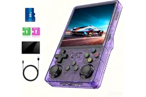 UGTENVERSI R36splus Retro Handheld Game Console 4.0 inch Screen , 64GB Built-in /26+ emulators/15000+ Game，Portable Emulators Handheld（Transparent Purple）