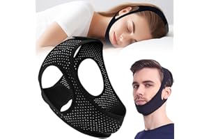 LUNIA Anti Snoring Devices, Chin Strap for Sleeping, Adjustable Breathable Chin Strap for Men and Women Sleeping, Airflow Jaw Strap for Sleep Apnea - Black, 55CM