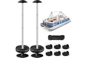 Fuprosico Pontoon Cover Support Poles with Ring Sandbag Much More Stable,Adjustable Boat Cover Support System Won't Retract for Pontoon,Jon,Bass,V-Hull Boat with Heavy Duty Straps,Stainless Steel