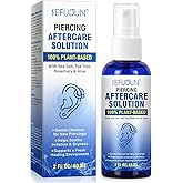 Piercing Aftercare Spray, Piercing Cleaner Spray for Body and Facial Piercings – Ear, Nose, Navel, Oral & Skin Piercings Cleaner, Cleansing & Moisturizing – Sea Salt Aloe Vera Rosemary (60ml)