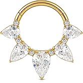 FINE4U 1PC ASTM F136 Titanium Septum rings, Nose Ring Hoop 16G 8mm 10mm